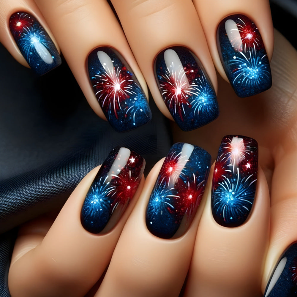 24pcs/Set Multicolor Fireworks Press-On Nails