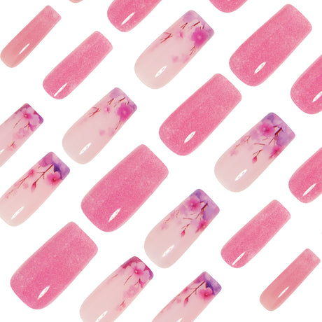 24pcs/Set Purple Vines Press-On Nails