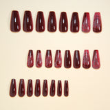 24pcs/Set Dark Red Vine Press-On Nails