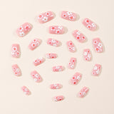 24pcs/Set Red 3D Embossed Cherry Blossoms Short Press On Nails
