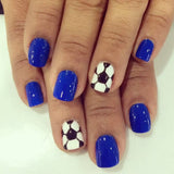 24pcs/Set Dark Blue Soccer Press-On Nails