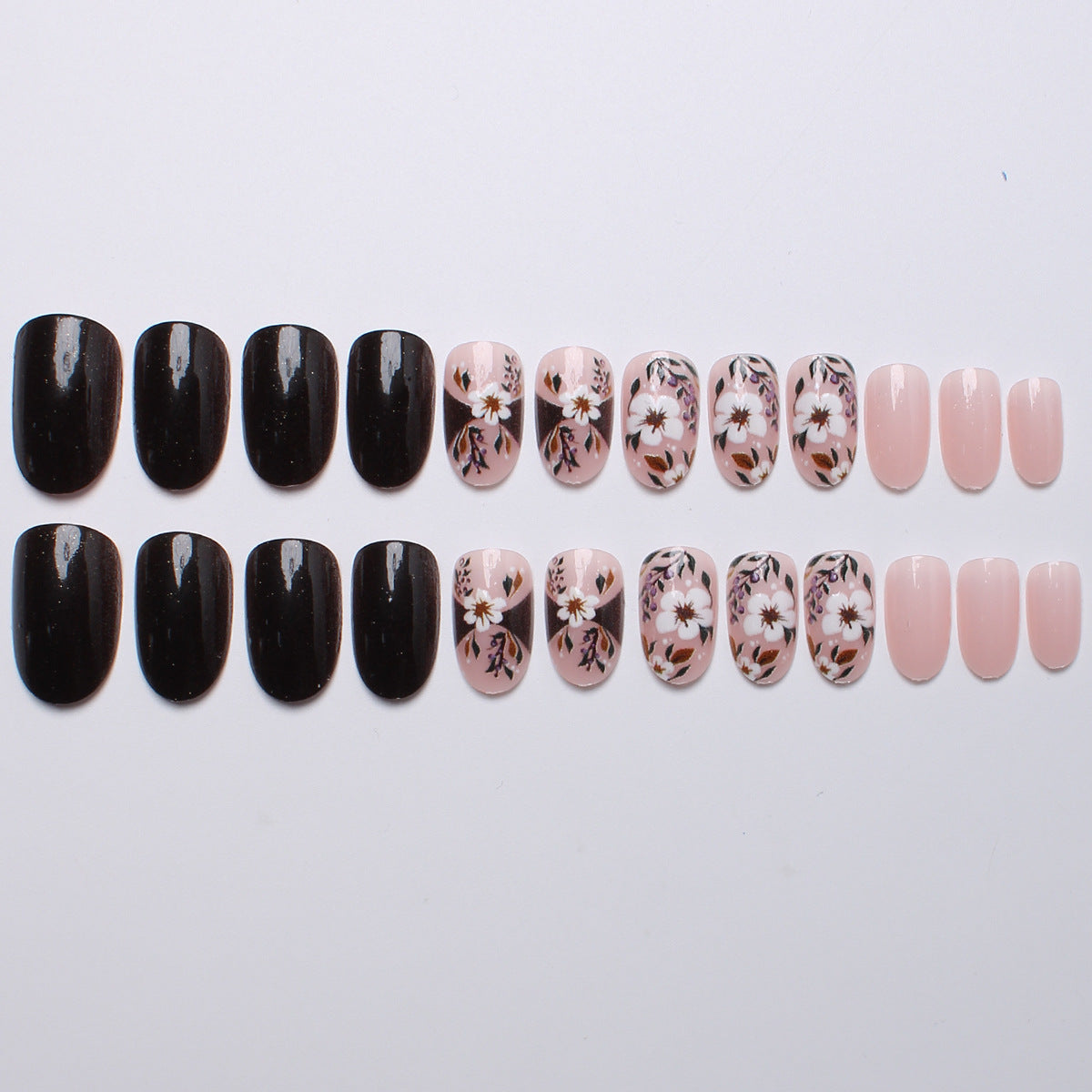 24pcs/Set Autumn & Winter Floral Press-On Nails