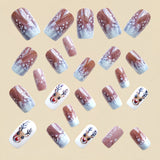 24pcs/Set Brown Reindeer Press-On Nails
