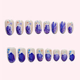 24pcs/Set Purple Floral French Tips Press-On Nails