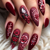 24pcs/Set Camellia Red Matte Press-On Nails