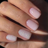 24pcs/Set Minimalist Translucent Glitter Press-On Nails