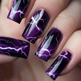 24pcs/Set Purple Lightning Press-On Nails