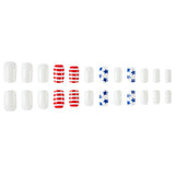 24pcs/Set Blue and White Striped Stars Press-On Nails
