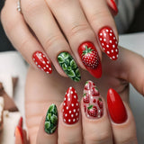 24pcs/Set Red Strawberry Press-On Nails