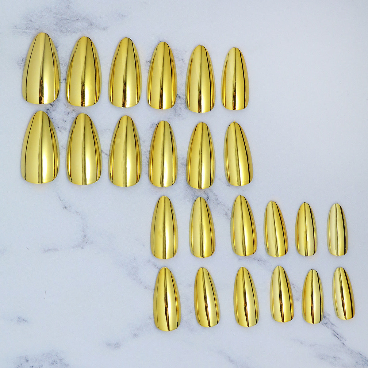 24pcs/Set Golden Power Mirror Press-On Nails