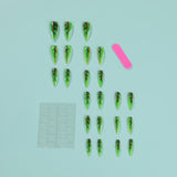 24pcs/Set Green Leaf Press-On Nails