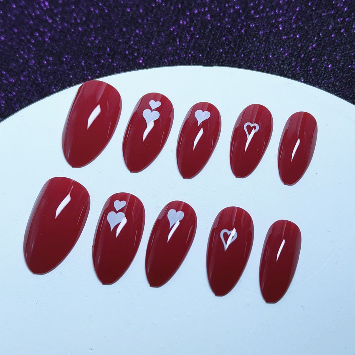 24pcs/Set Heart Prints Press-On Nails