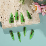 24pcs/Set Green Leaf Press-On Nails