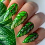 24pcs/Set Green Leaf Press-On Nails