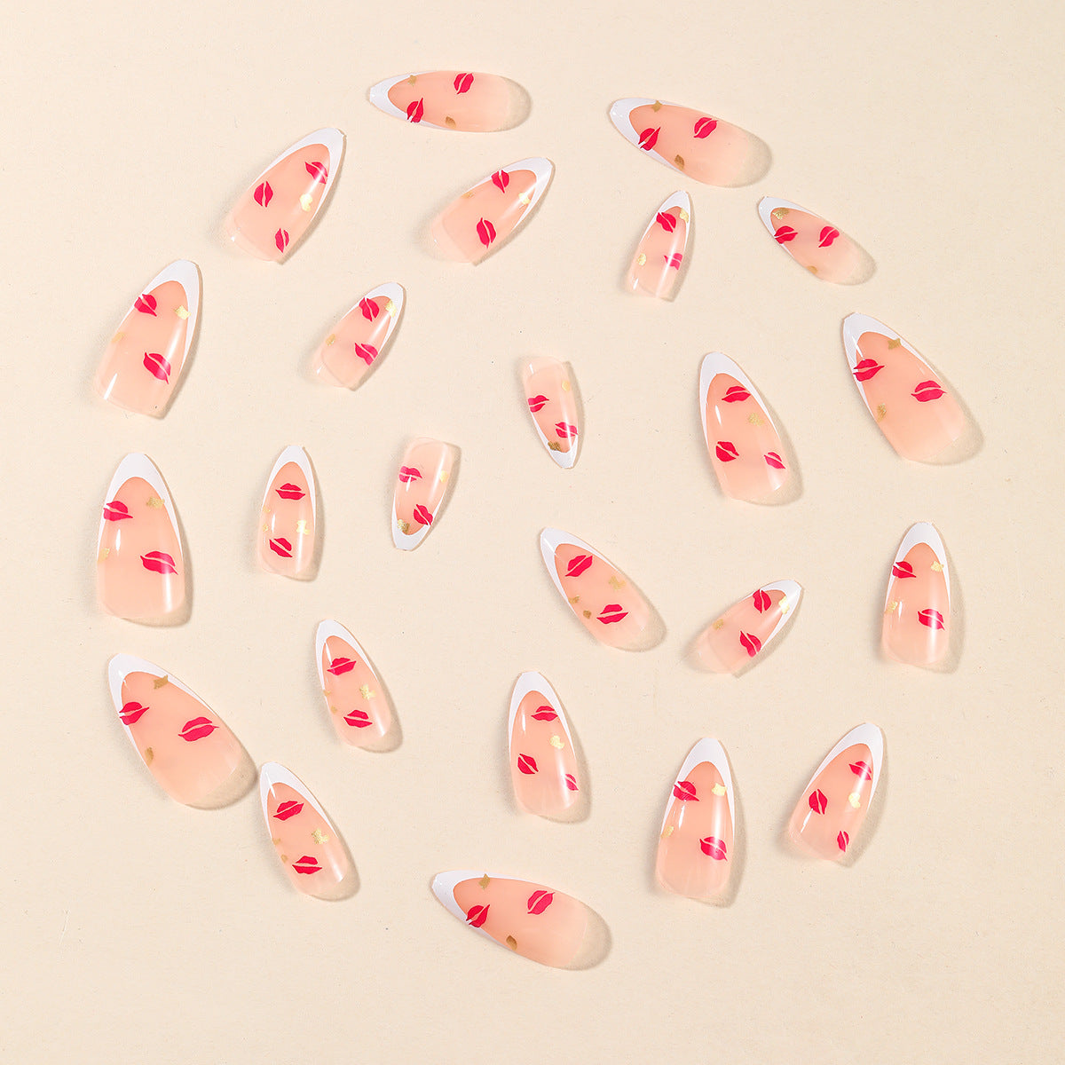 24pcs/Set Lip Print French Tip Press-On Nails