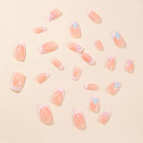 24pcs/Set French Tip Flowers Press-On Nails