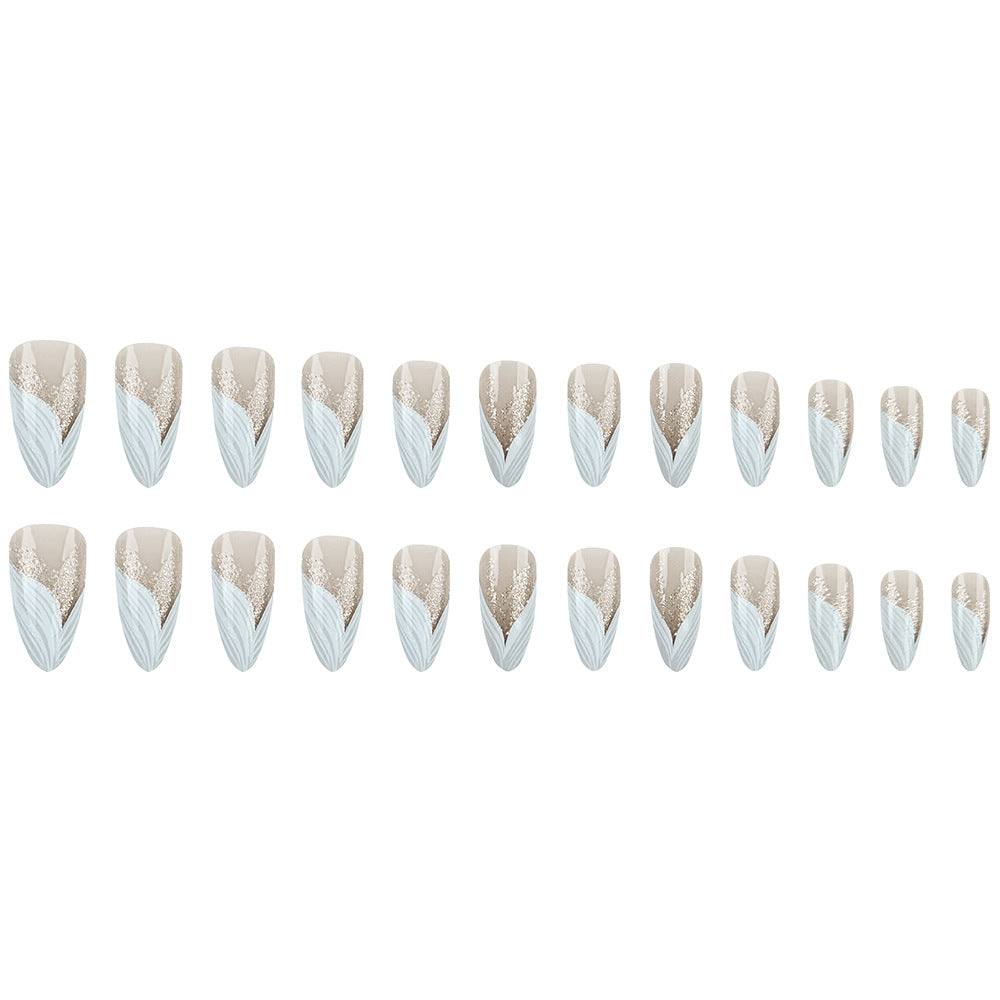 24pcs/Set Mermaid Tail French Tip Press-On Nails