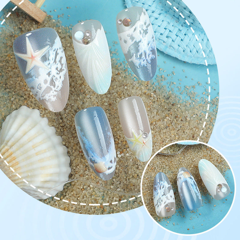 30pcs/Set Beach Waves Starfish & Seashell Press-On Nails