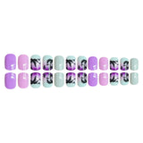 24pcs/Set Blue and Pink Palm Tree Press-On Nails