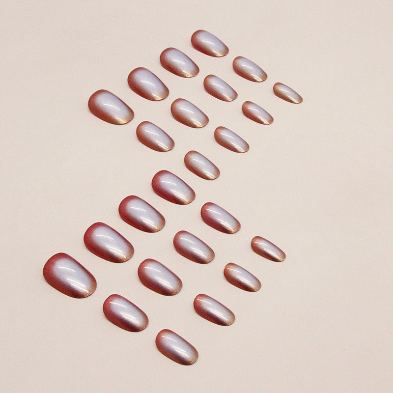 24pcs/Set Orange Ombre Short Press-On Nails