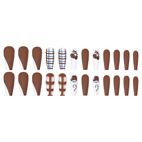 24pcs/Set Autumn Winter Hazelnut Coffee Press-On Nails
