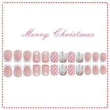 24pcs/Set Christmas French Pink Tree Press On Nails