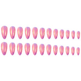 24pcs/Set Pink Mirror Laser Press-On Nails