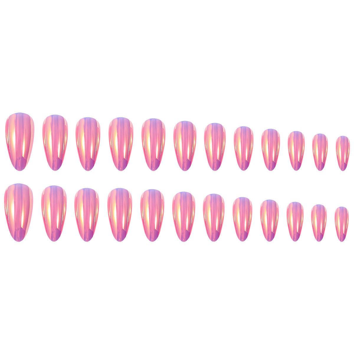 24pcs/Set Pink Mirror Laser Press-On Nails