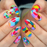 24pcs/Set Macaron Colorful Polka Dots Press-On Nails
