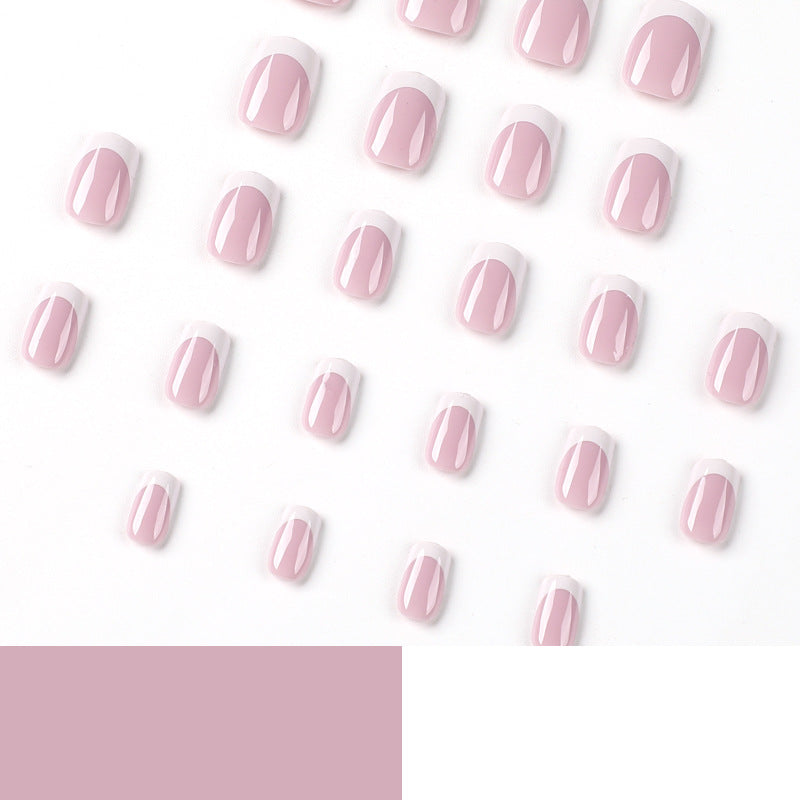 24pcs/Set White French Tip Short Press On Nails