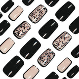 24pcs/Set Black Striped French Press-On Nails