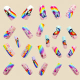 24pcs/Set Rainbow Butterfly Press-On Nails