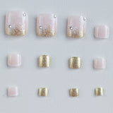 24pcs/Set Flowers French Tips Press On Toe Nails