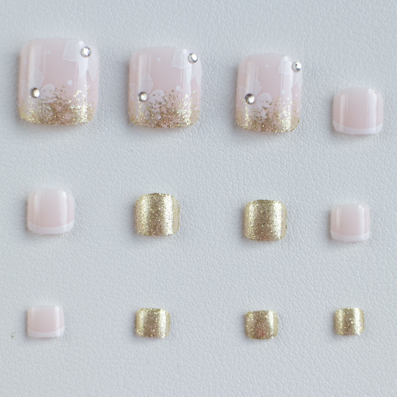 24pcs/Set Flowers French Tips Press On Toe Nails