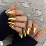 24pcs/Set Golden Power Mirror Press-On Nails