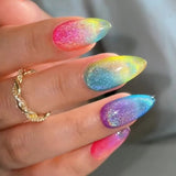 24pcs/Set Candy-Colored Cat Eye Press-On Nails