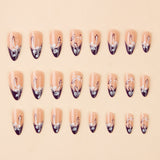 24pcs/Set Color-Block Floral French Press-On Nails