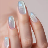 24pcs/Set White Cat Eye Press-On Nails