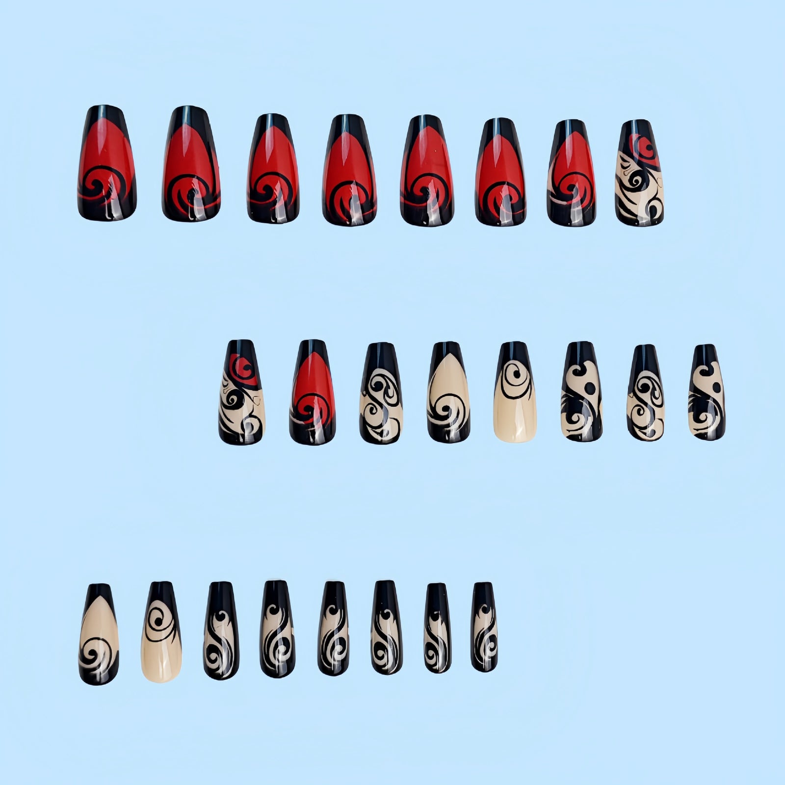 24pcs/Set Hollowed Flowers Press-On Nails