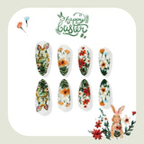 24pcs/Set Bunny & Flowers Press-On Nails