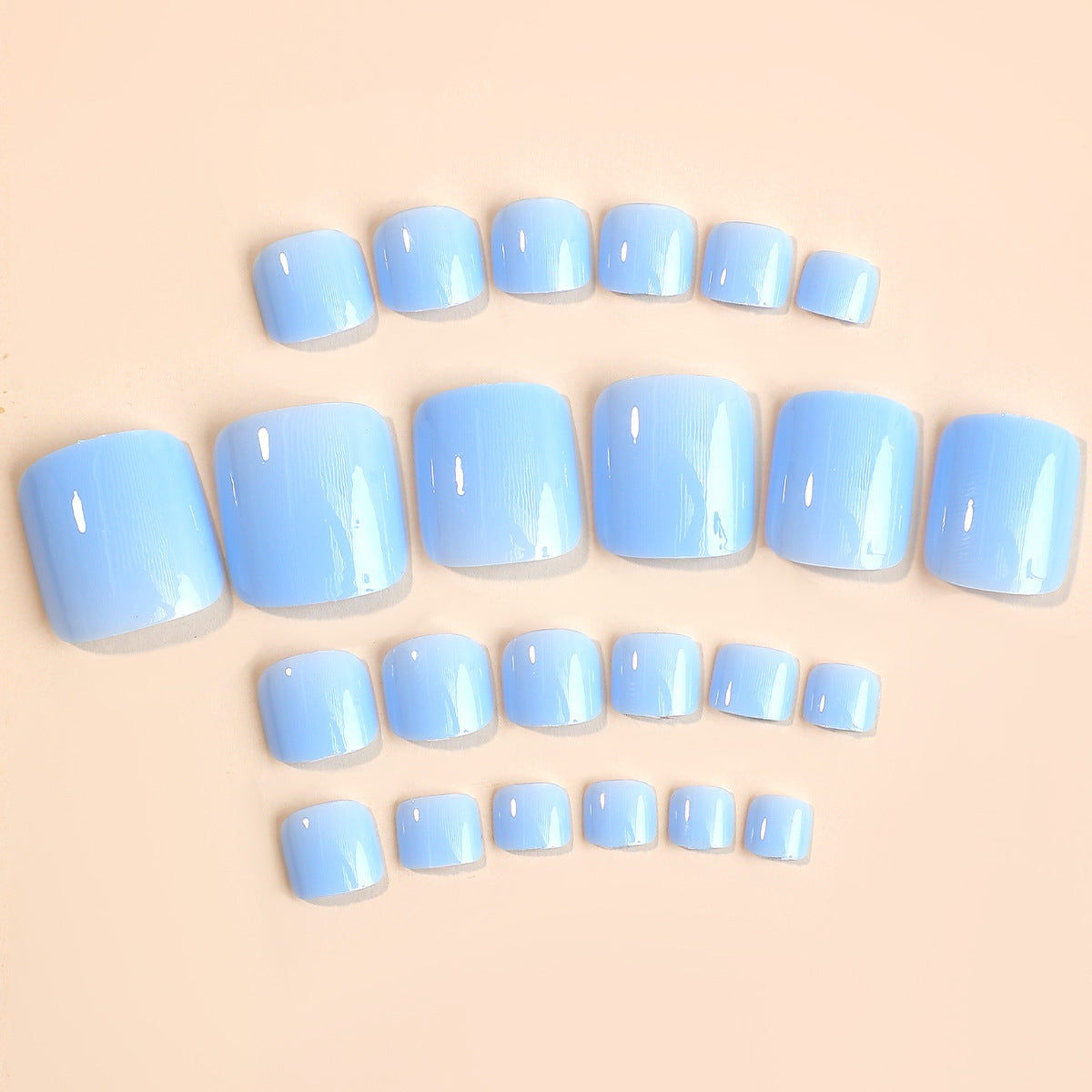 24pcs/Set Light Blue Solid Color Press On Toe Nails