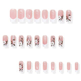 24pcs/Set White French Floral Press-On Nails