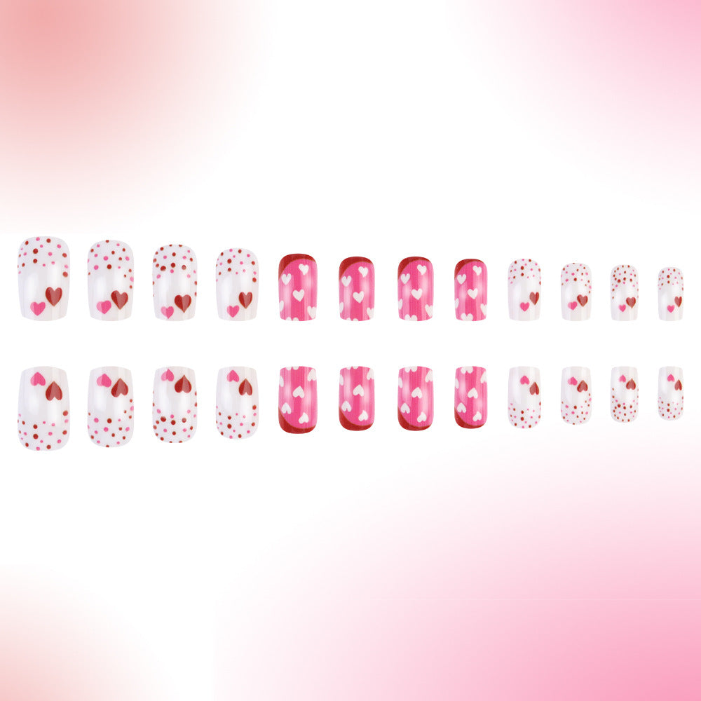 24pcs/Set Hearts Press-On Nails