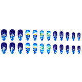 24pcs/Set Blue Ocean Waves Sunset Press-On Nails
