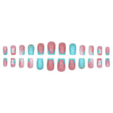 24pcs/Set Blue-Green 3D Butterfly Press-On Nails