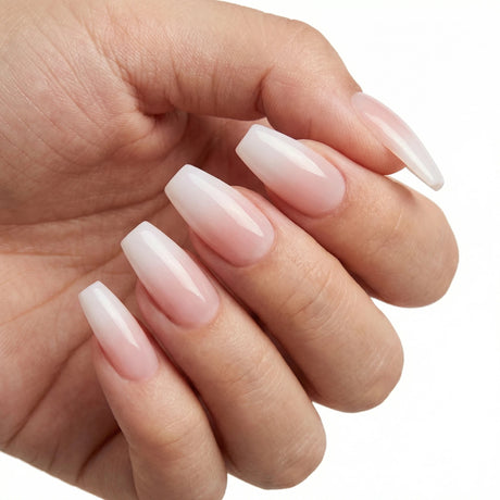 24pcs/Set Frosted Gradient Nude White Press-On Nails