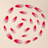 24pcs/Set Hot Pink Gradient Glitter Cat Eye Press-On Nails