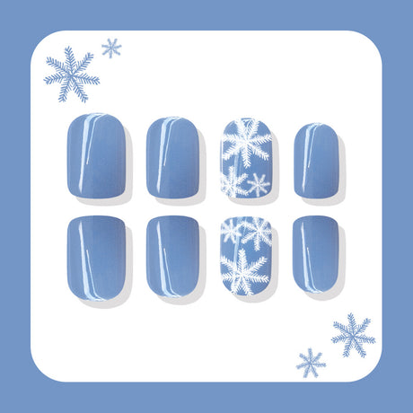 24pcs/Set Dusty Blue Snowflakes Press On Nails