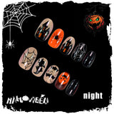 24pcs/Set Glow-in-the-Dark Spiders, Pumpkins & Bats Press-On Nails