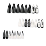 24pcs/Set Gothic Cross French Press-On Nails
